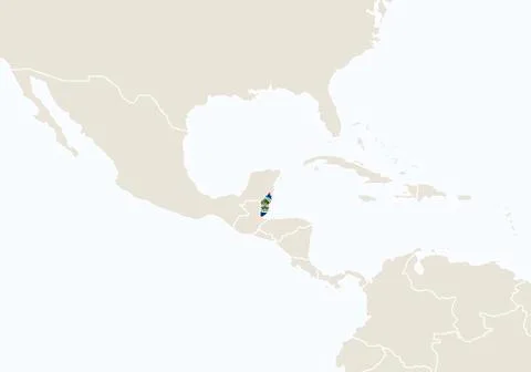 Central America with highlighted Belize map. Stock Illustration