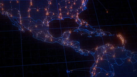 Central America map big data visualization. Futuristic digital map infographic Stock Footage 337196703