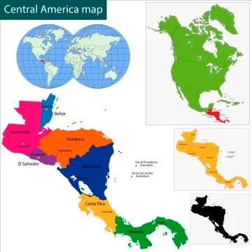 Central America map Stock Illustration