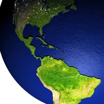 Central America on model of Earth with embossed land Stock Illustration