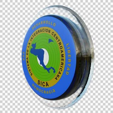 Central American Integration System 3d illustration flag on pole. Wood flagpole Stock-Illustration