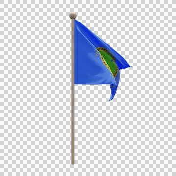 Central American Integration System 3d illustration flag on pole. Wood flagpole Stock Illustration