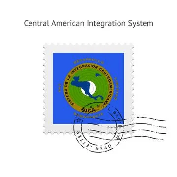 Central American Integration System Flag Postage Stamp Illustration