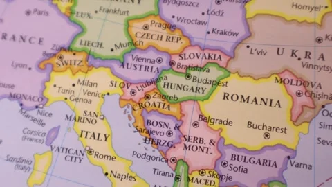 Central and Southeast Europe Map: Austria, Hungary and Balkan Nations Stock Footage 324704329