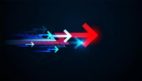 The central arrow dominates the scene, expressing quantum transformation an.. Stock Illustration