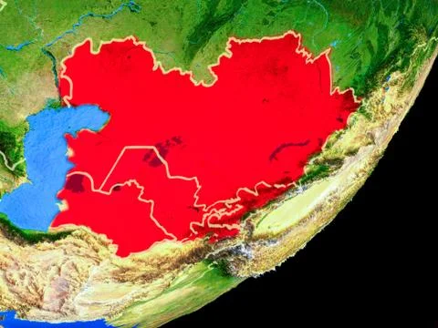 Central Asia on Earth from space Illustrazione stock