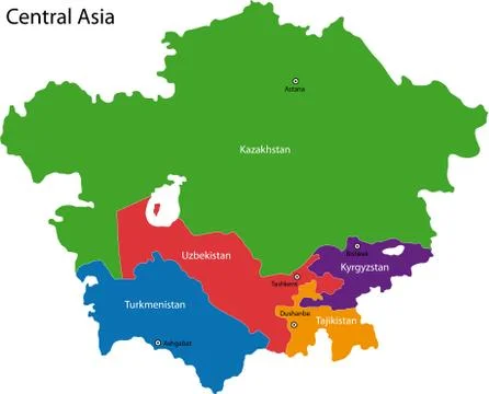 Central Asia map Stock Illustration