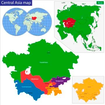 Central Asia map Stock Illustration