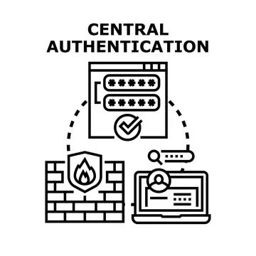 Central authentication concept for secure network access Stock Illustration