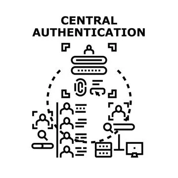 Central authentication system ensuring secure user access and data Stock Illustration