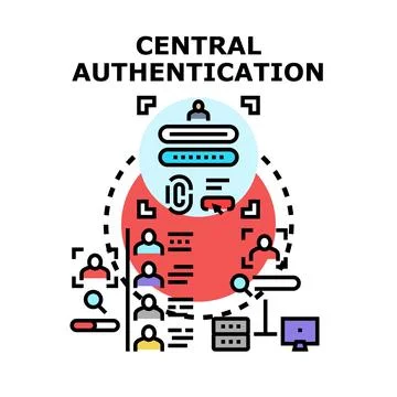 Central authentication system ensuring secure user access and data Stock Illustration