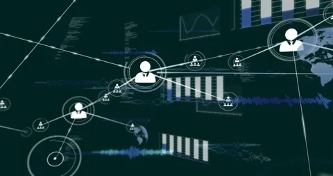 Central avatar appearing and expanding, sending connecting lines and nodes, Stock Footage 331756449