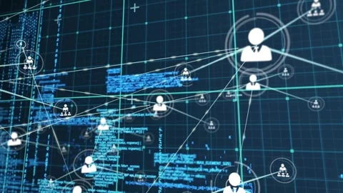 Central avatar pulsing and linking outward, spawning connected user icons and Stock Footage 328584674