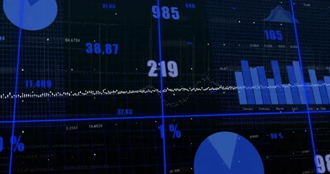 Central axis intersection being highlighted in dashboard with trend line, bar Stock Footage 309286609