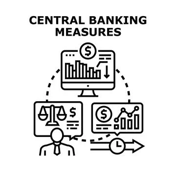 Central banking measures controlling monetary policy and economy Stock Illustration