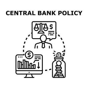 Central banking policy regulating financial economy development Stock Illustration