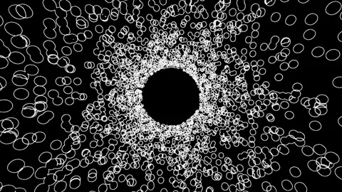 Central Black Void Animation Glitch Geometric Rotation Circle Outlines Stock Footage 313706997