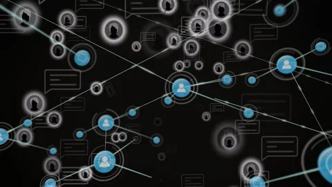 Central blue node appearing and pulsing, sending lines and small nodes, forming 스톡 동영상 328485486