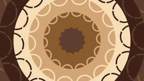 Central brown circle surrounded by layered beige and tan circular motifs form 库存插图
