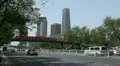 Central Business District in Beijing, China Cars Traffic Main Road, Blue Sky HD Footage