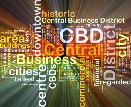 Central business District CBD background concept glowing Ilustración de archivo
