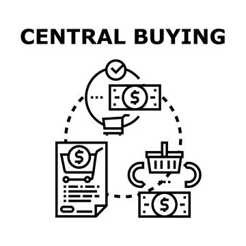 Central buying business process optimization managing purchases Illustrazione stock