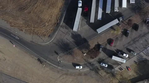 Central California Interstate 5 Rest Stop, Tracy, California Drone Aerial View Stock Footage 145922668