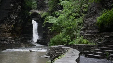 Central Cascade, Watkins Glen State Park, New York 1080/30 16s Stock Footage 39963310