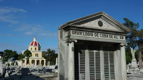 Central Chapel at Necropolis Cristobal Colon in Vedado, Havana, Cuba Stock Footage 139484746