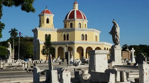 Central Chapel at Necropolis Cristobal Colon in Vedado, Havana, Cuba Stock Footage 139484993