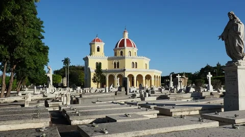 Central Chapel at Necropolis Cristobal Colon in Vedado, Havana, Cuba Stock Footage 139485154