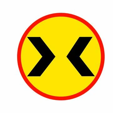 Central Chevron traffic sign Illustrazione stock