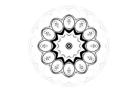 Central Circle Black White Mandala Illustration Creatures 스톡 일러스트