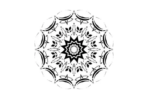 Central Circle Black White Mandala Illustration Creatures Stock-Illustration
