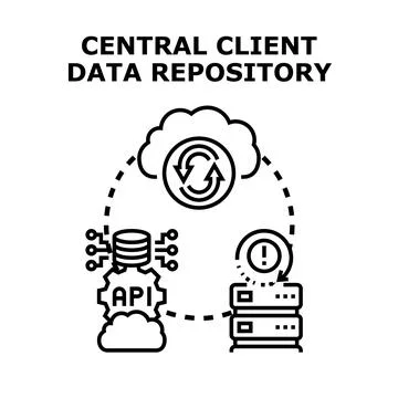 Central client data repository cloud management system Stockillustratie