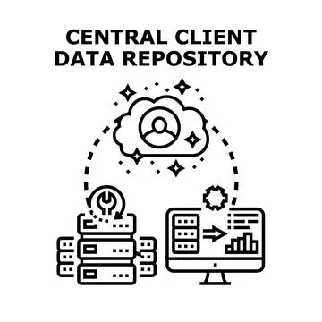 Central client data repository management and analysis 스톡 일러스트