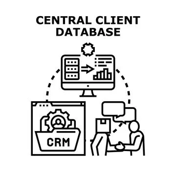 Central client database management system optimizing business processes 스톡 일러스트