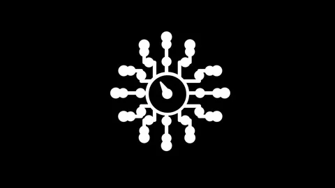 Central clock icon with multiple branching network animation 스톡 동영상 339048177