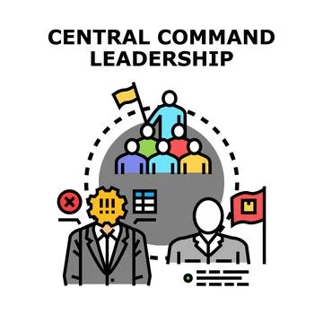 Central command leadership managing organizational strategy Stock Illustration