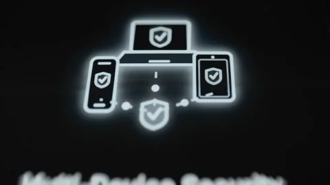Central computer connected to protected phones and tablets Stock Footage 342490703