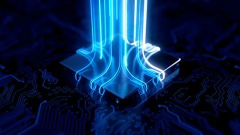 Central computer processor CPU concept, digital chip technology background Illustrazione stock