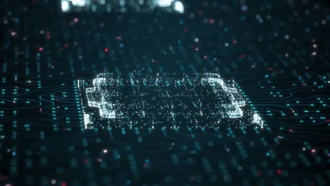 Central computer processor CPU or GPU mining concept. Server motherboard digital Stock Footage 247005473