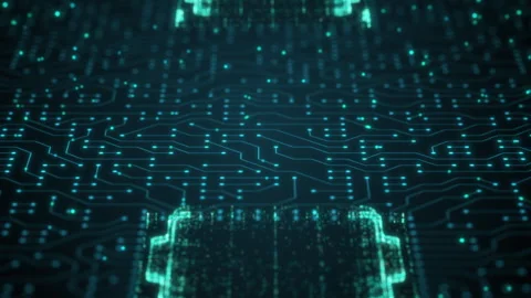 Central computer processor CPU or GPU mining concept. Server motherboard digital Stock Footage 251721607