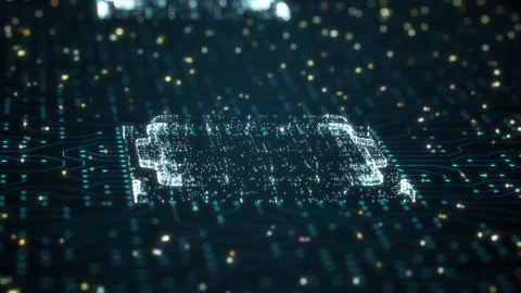 Central computer processor CPU or GPU mining concept. Server motherboard digital Stock Footage 263120328