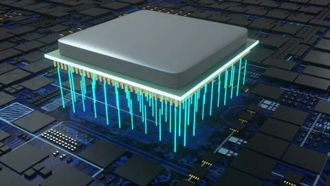Central Computer Processors, computer generated. 3d rendering of CPU concept 스톡 일러스트