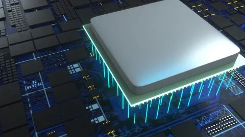 Central Computer Processors, computer generated. 3d rendering of CPU concept Illustrazione stock