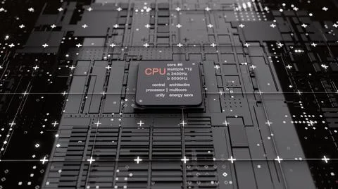 Central Computer Processors CPU concept. 3d rendering Illustrazione stock