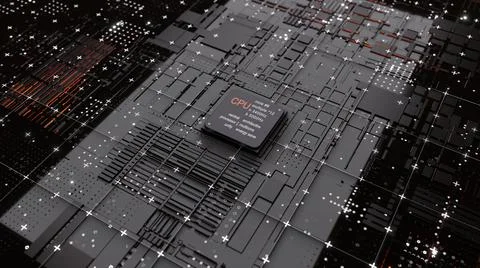 Central Computer Processors CPU concept. 3d rendering Illustrazione stock