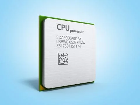 Central Computer Processors CPU High resolution 3d render on blue イラスト素材