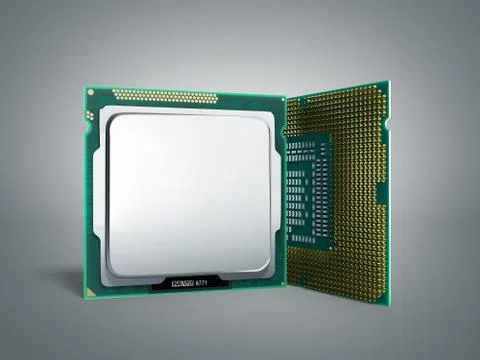 Central Computer Processors CPU High resolution 3d illustration on grey Stock Illustration